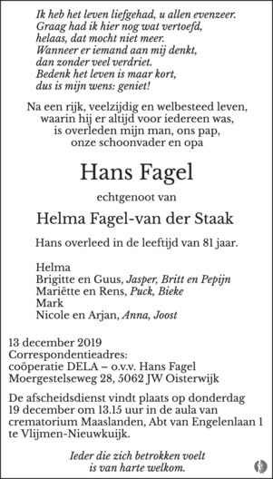 Overlijdingsbericht Brabants Dagblad